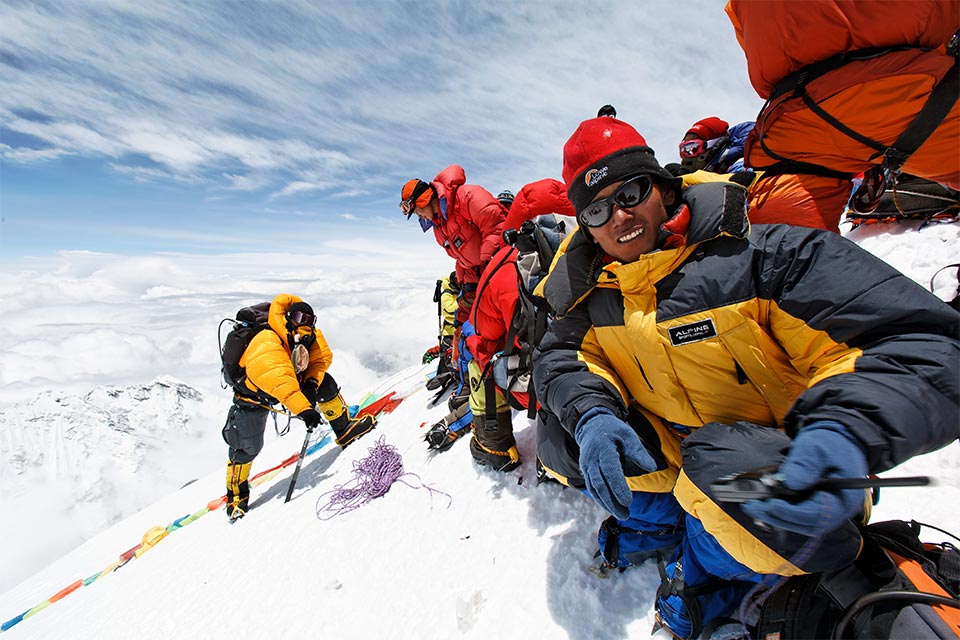 Jangbu Sherpa on the summit of Everest