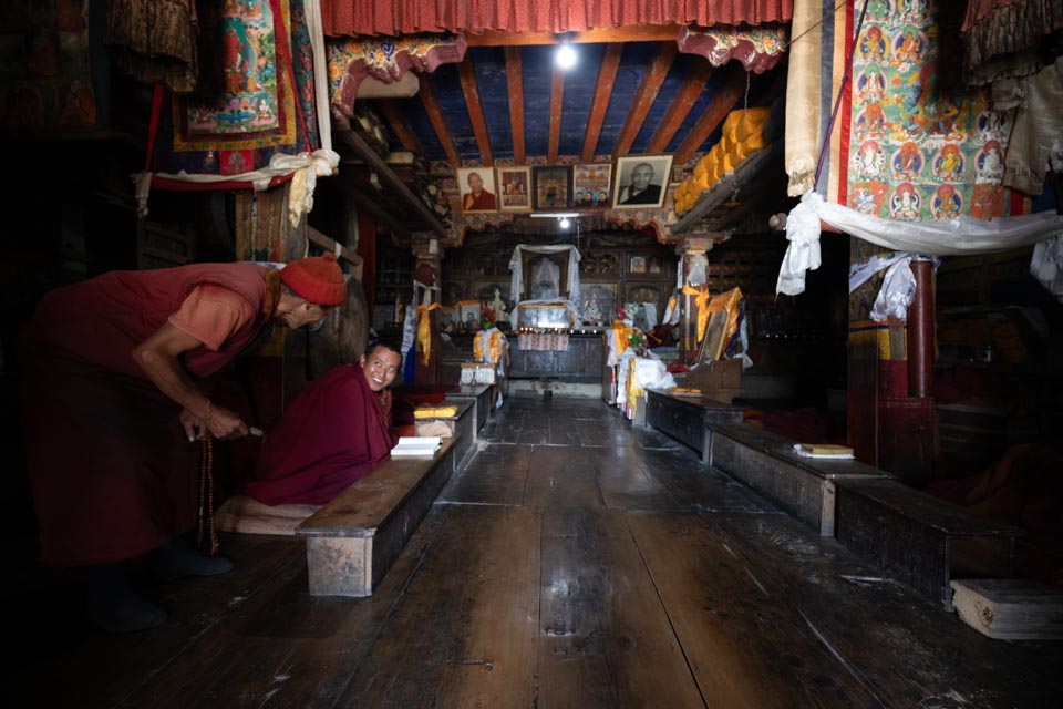 Inside a gompa in Tsum
